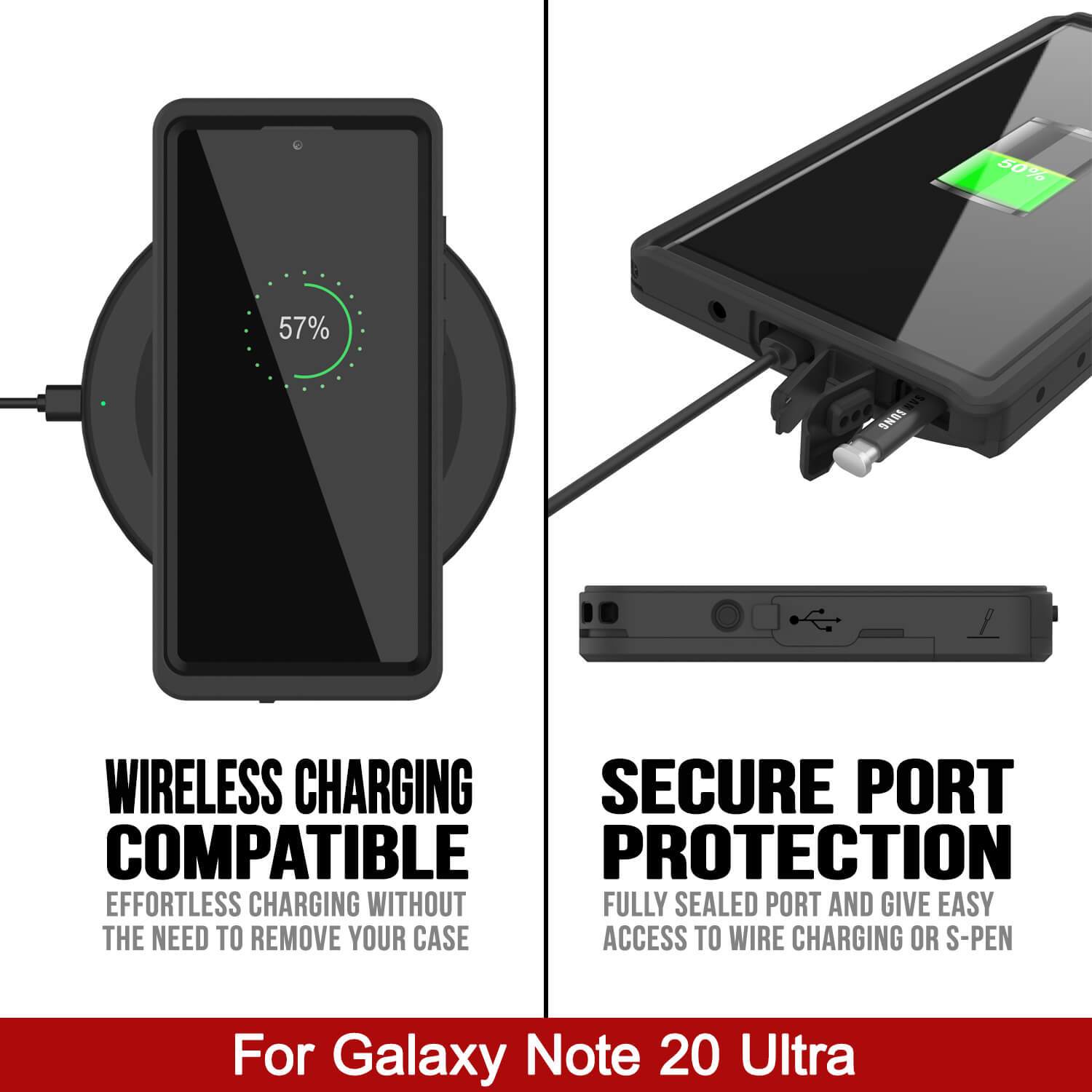 Galaxy Note 20 Ultra Waterproof Case, Punkcase Studstar Light Green Thin Armor Cover (Color in image: clear)
