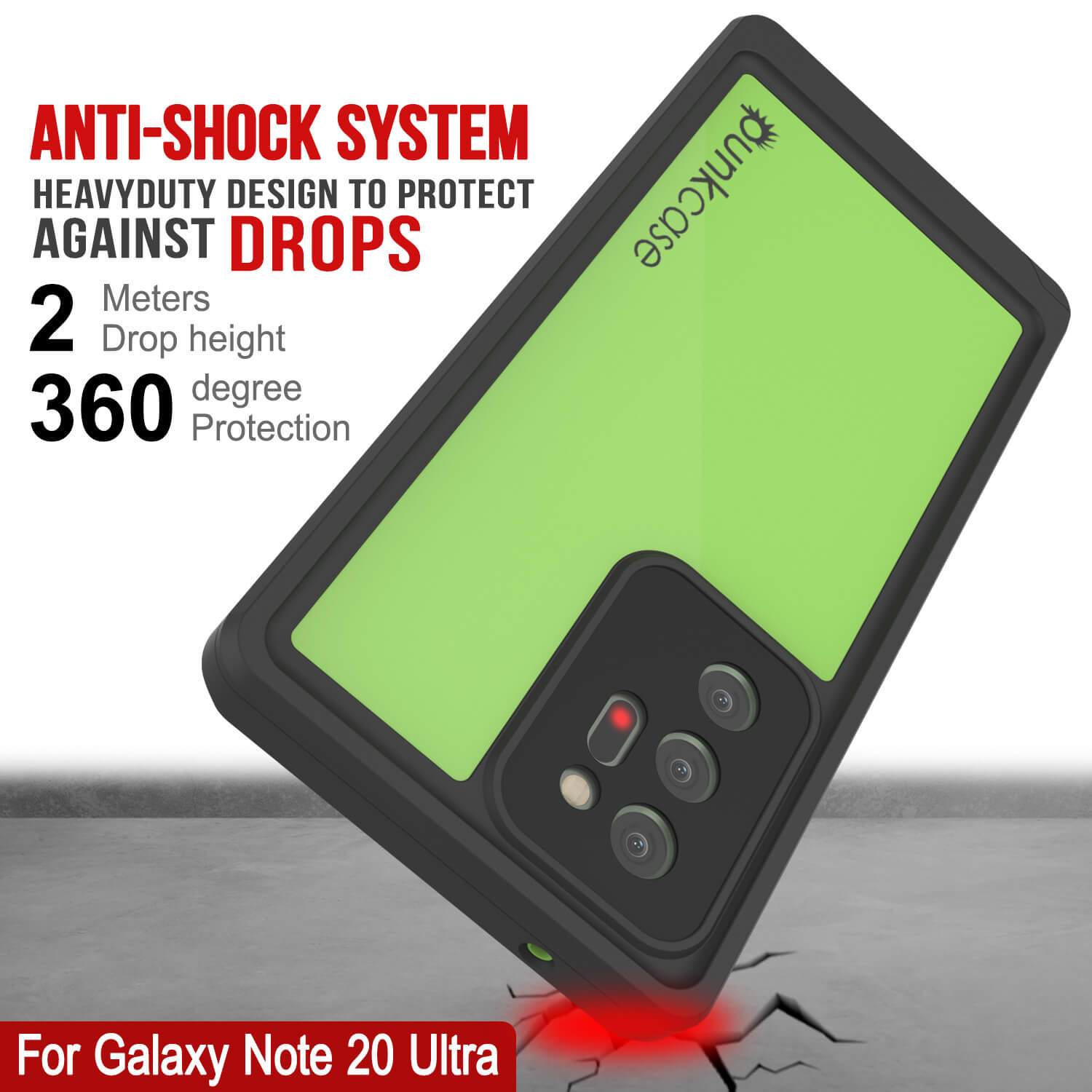 Galaxy Note 20 Ultra Waterproof Case, Punkcase Studstar Light Green Thin Armor Cover (Color in image: pink)