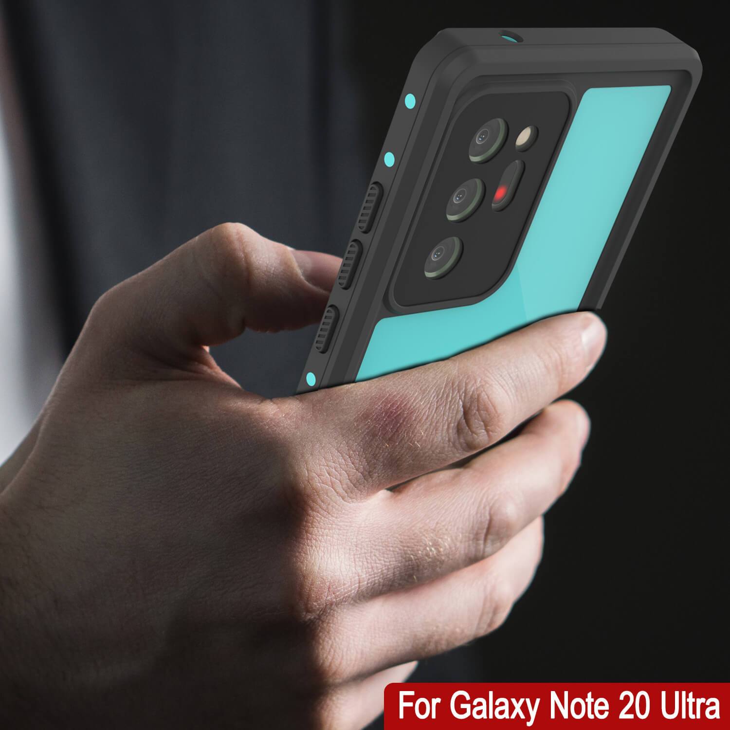 Galaxy Note 20 Ultra Waterproof Case, Punkcase Studstar Series Teal Thin Armor Cover (Color in image: white)