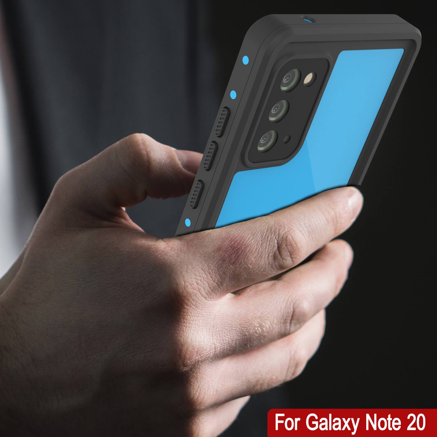 Galaxy Note 20 Waterproof Case, Punkcase Studstar Light Blue Thin Armor Cover (Color in image: pink)