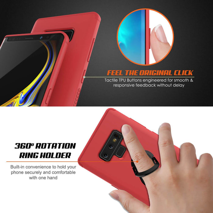 Galaxy Note 9 Case, Punkcase Magnetix  Protective TPU Cover W/ Tempered Glass Screen Protector & Kickstand [Red]
