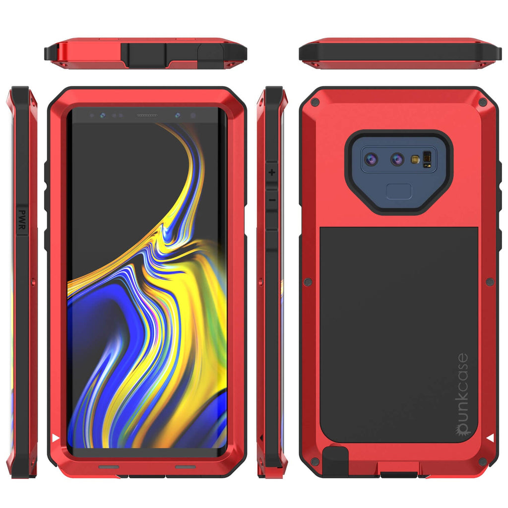 Galaxy Note 9  Case, PUNKcase Metallic Red Shockproof  Slim Metal Armor Case [Red] 