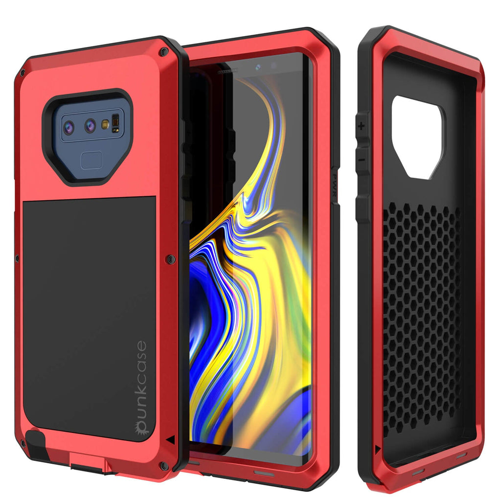 Galaxy Note 9  Case, PUNKcase Metallic Red Shockproof  Slim Metal Armor Case [Red] (Color in image: red)