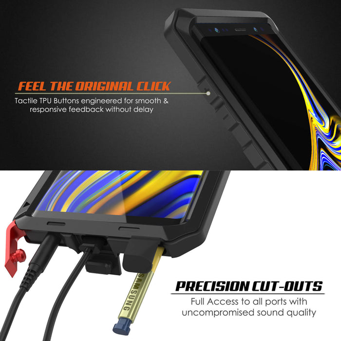 Galaxy Note 9 Case, PUNKcase Metallic Black Shockproof  Slim Metal Armor Case [Black] (Color in image: gold)