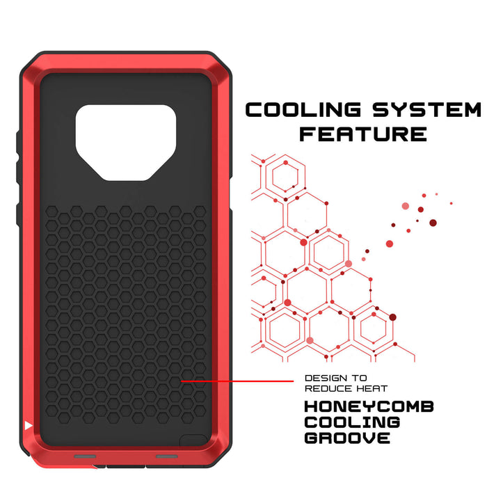 Galaxy Note 9  Case, PUNKcase Metallic Red Shockproof  Slim Metal Armor Case [Red] (Color in image: white)
