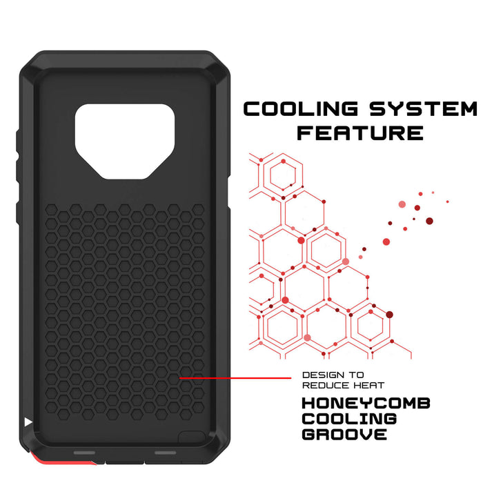 Galaxy Note 9 Case, PUNKcase Metallic Black Shockproof  Slim Metal Armor Case [Black] (Color in image: neon)