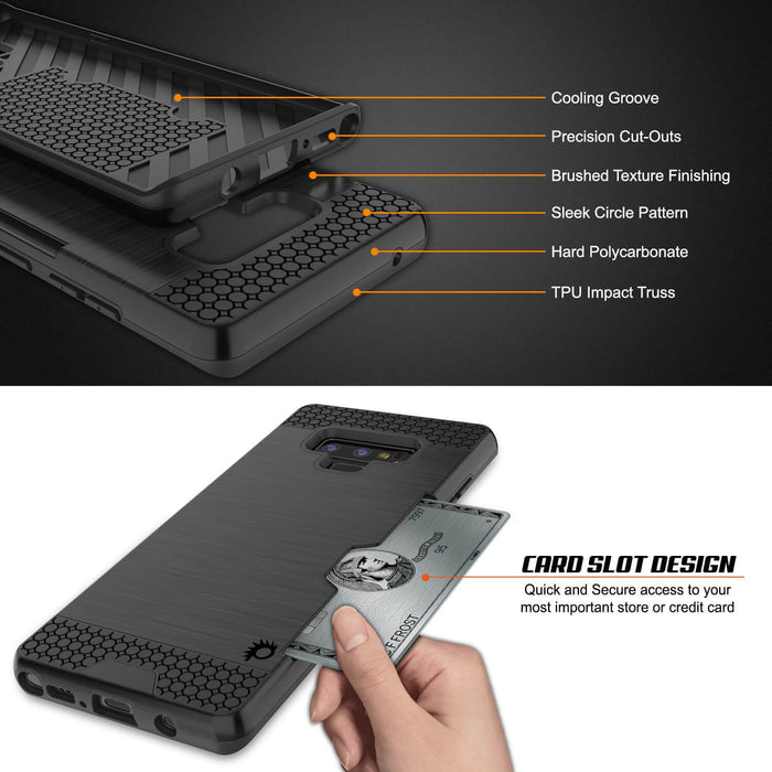 Galaxy Note 9 Case, PUNKcase [SLOT Series] Slim Fit  Samsung Note 9 [Black] (Color in image: Dark Grey)