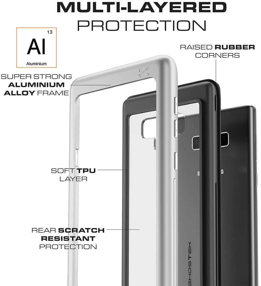 Galaxy Note 9, Ghostek Atomic Slim Case Full Body TPU [Shockproof] | Pink (Color in image: Gold)