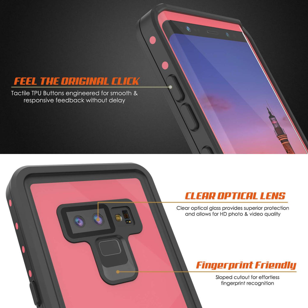 Galaxy Note 9 Waterproof Case PunkCase StudStar Pink Thin 6.6ft Underwater Shock/Snow Proof (Color in image: black)