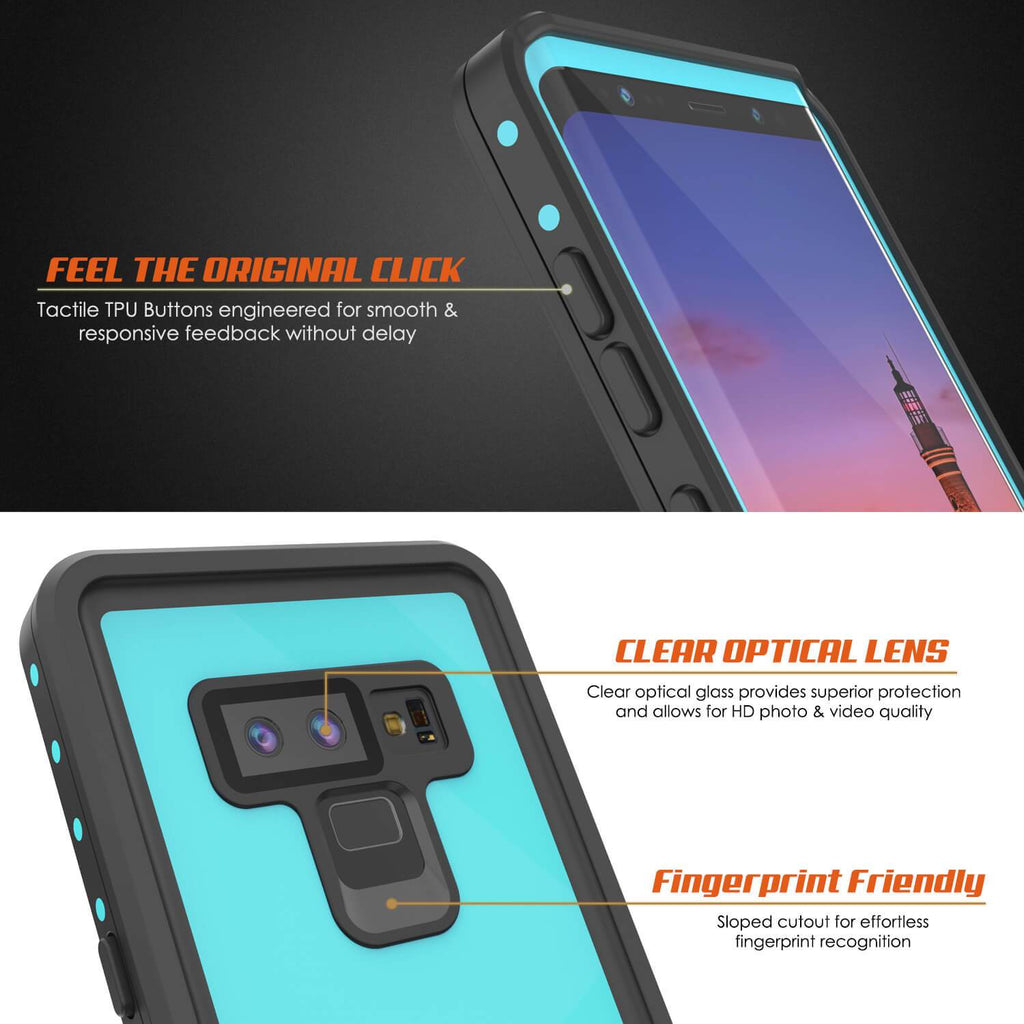 Galaxy Note 9 Waterproof Case PunkCase StudStar Teal Thin 6.6ft Underwater Shock/Snow Proof (Color in image: black)