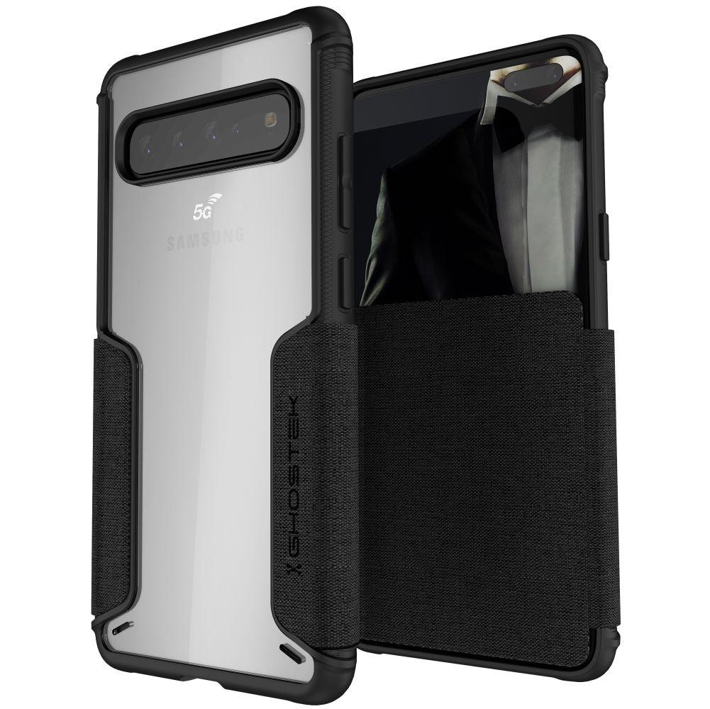 EXEC 3 for Galaxy S10 5G Leather Flip Wallet Case [Black] (Color in image: Black)
