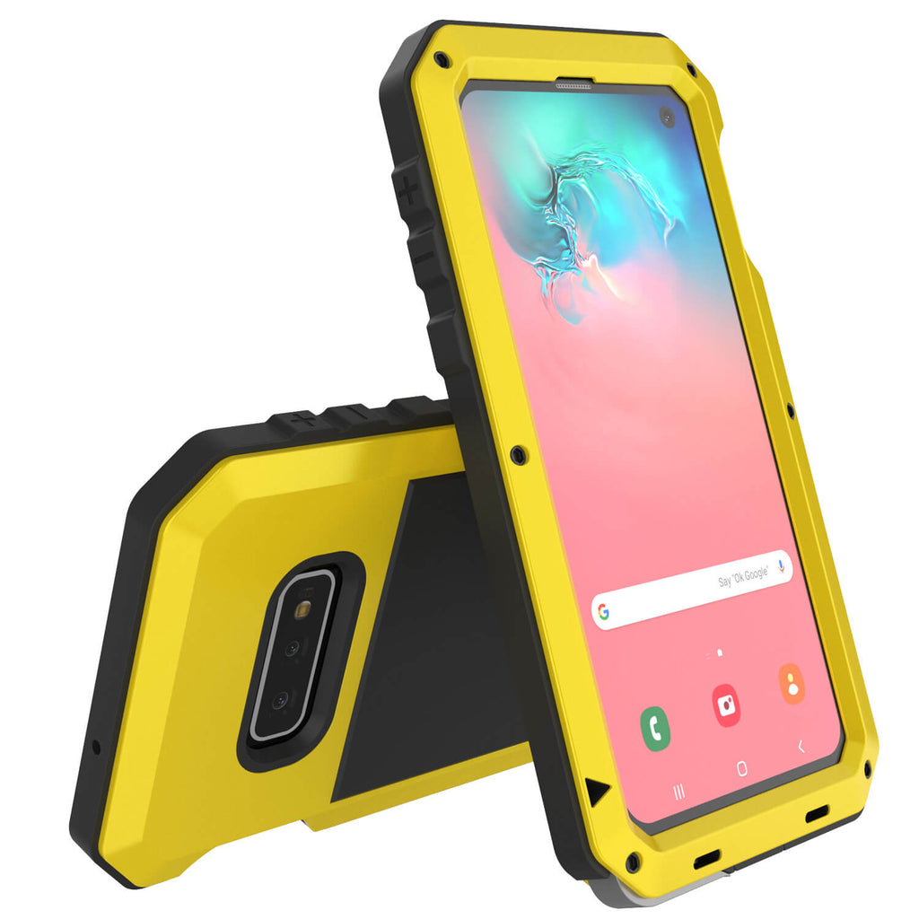 Galaxy S10+ Plus Metal Case, Heavy Duty Military Grade Rugged Armor Cover [Neon] 