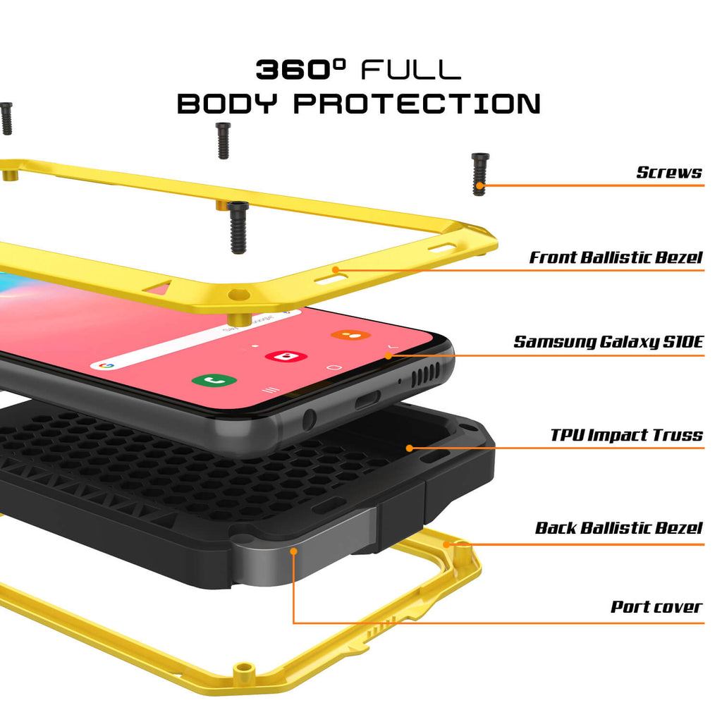 Galaxy S10+ Plus Metal Case, Heavy Duty Military Grade Rugged Armor Cover [Neon] (Color in image: White)