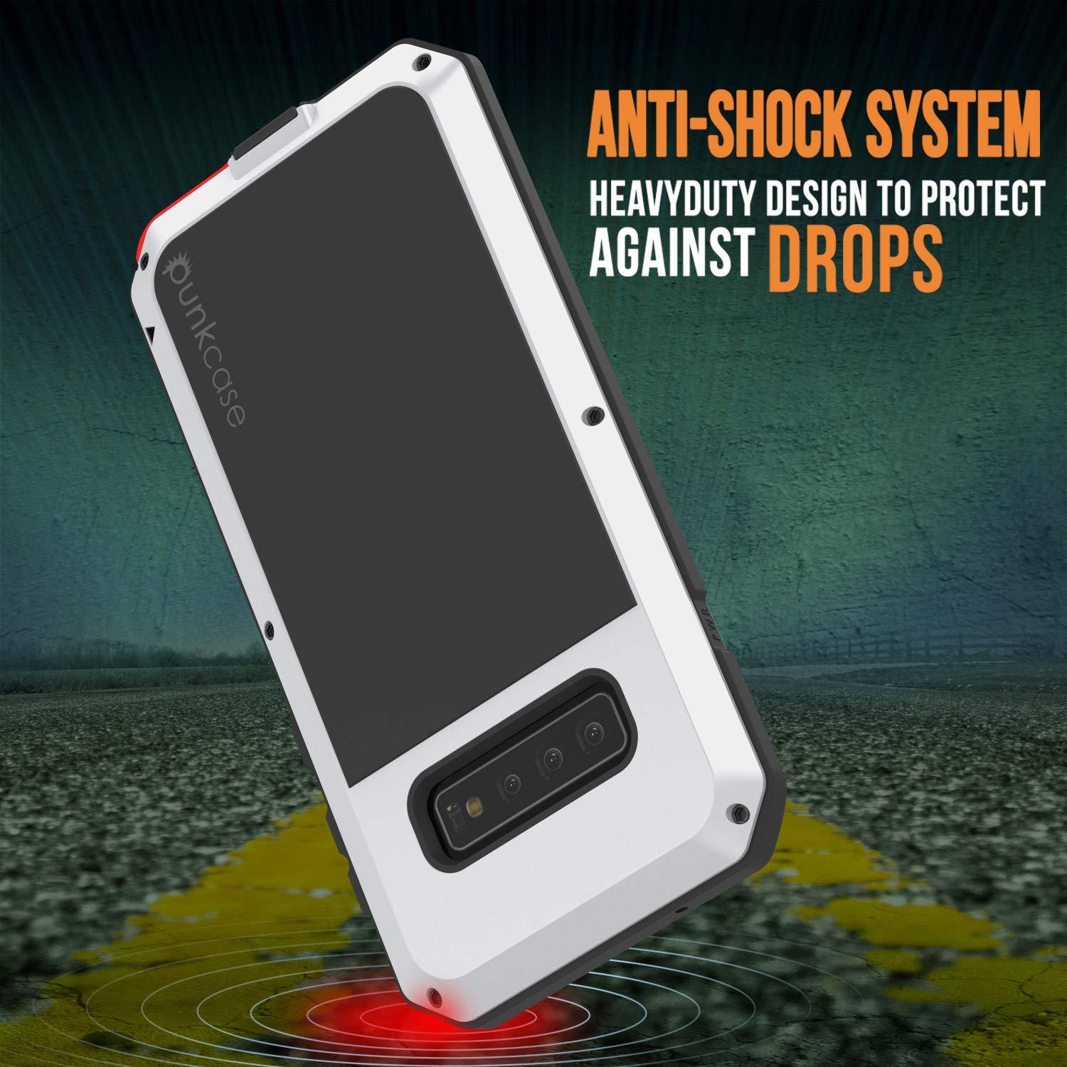 Galaxy S10+ Plus Metal Case, Heavy Duty Military Grade Rugged Armor Cover [White]