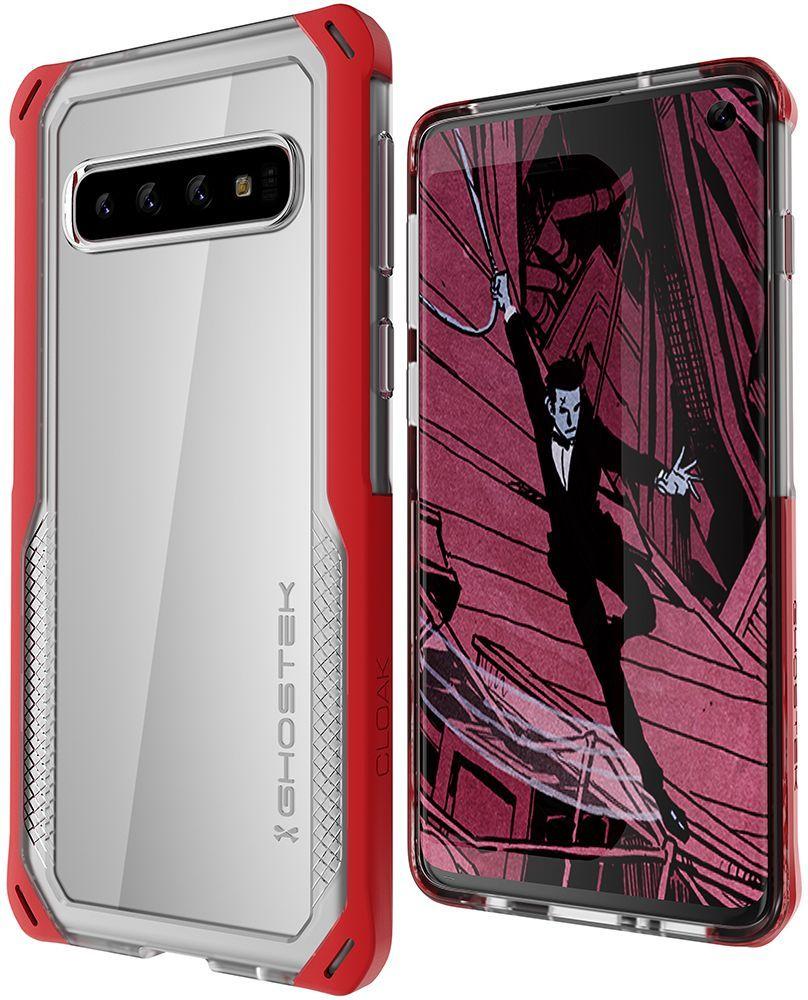 Galaxy S10 Clear Protective Case | Cloak 4 Series [Red]