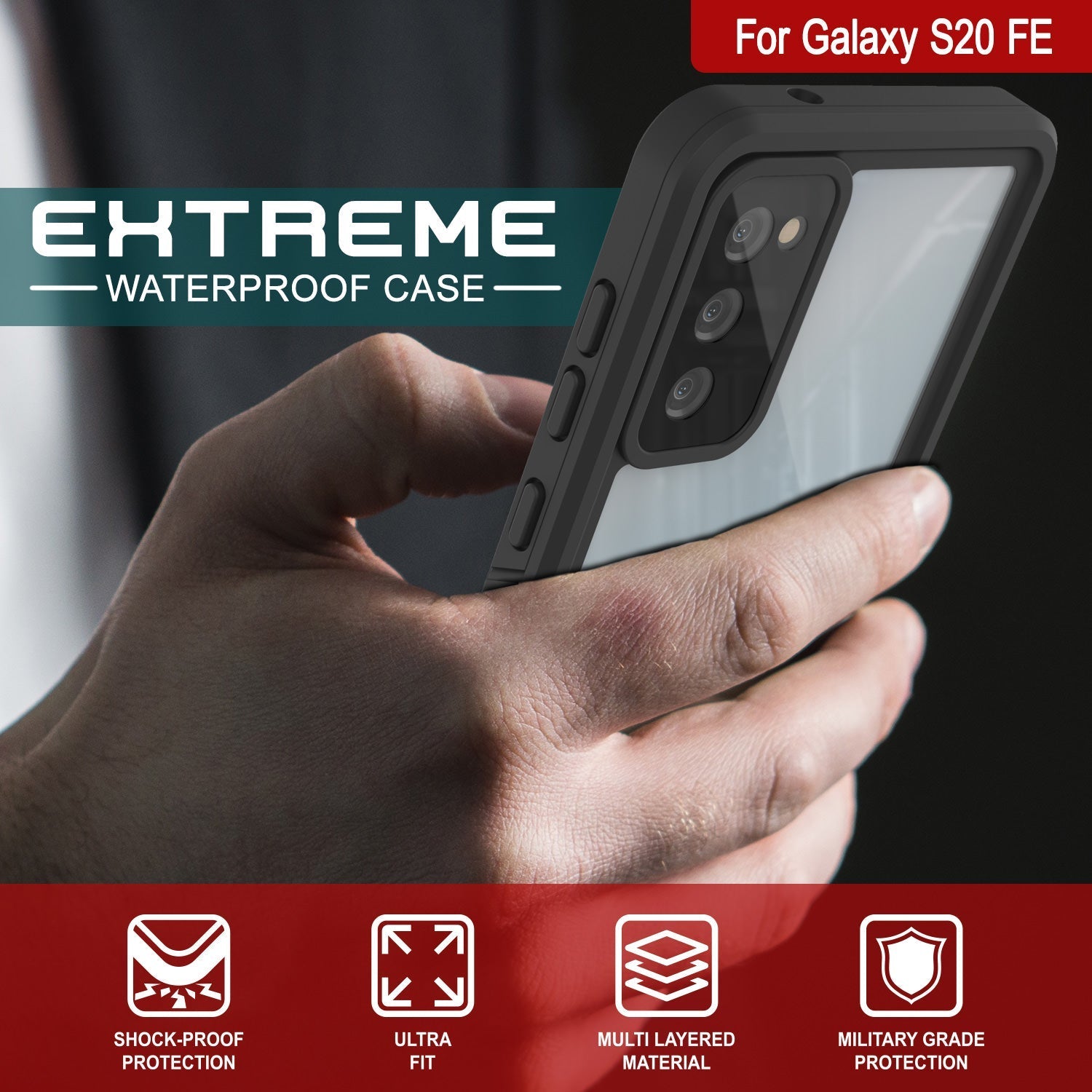 For Galaxy S20 FE HTREMEe De WATERPROOF CASE SHOCK-PROOF ULTRA MULTI LAYERED MILITARY GRADE PROTECTION FIT MATERIAL PROTECTION (Color in image: Light Green)