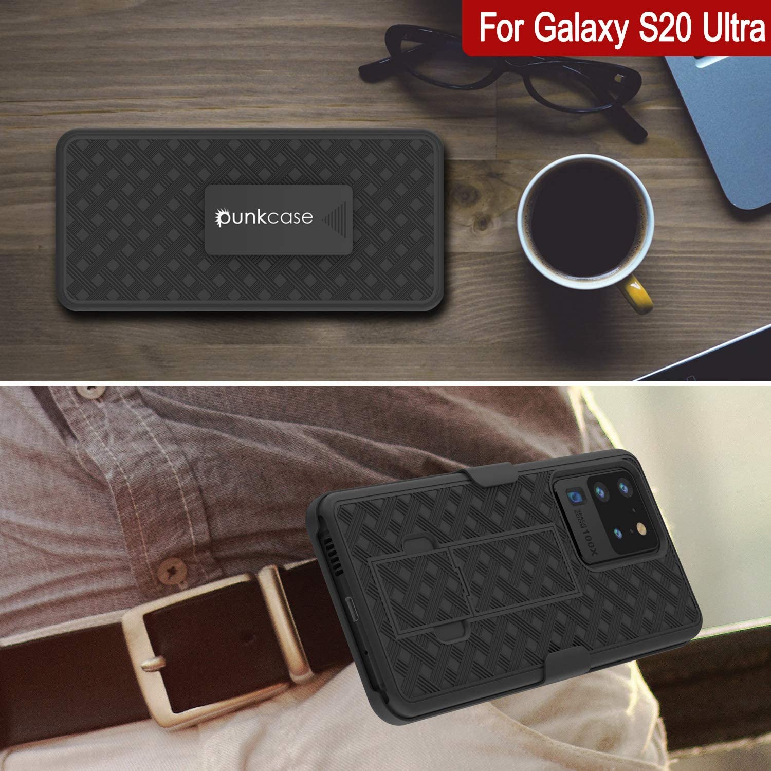 Galaxy S24 Ultra Case, Punkcase Holster Belt Clip With Screen Protector [Red]