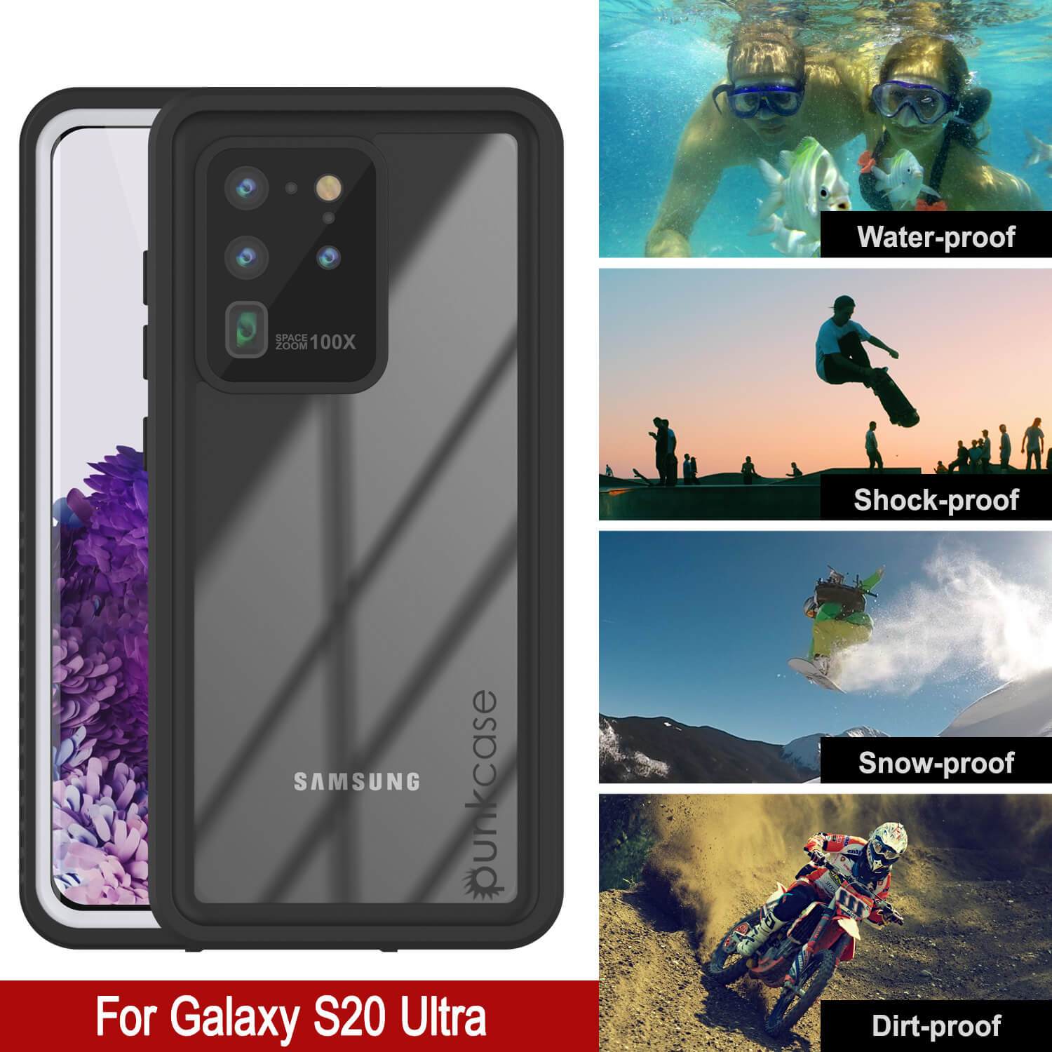 Galaxy S20 Ultra Water/Shock/Snow/dirt proof [Extreme Series] Punkcase Slim Case [White] (Color in image: Teal)