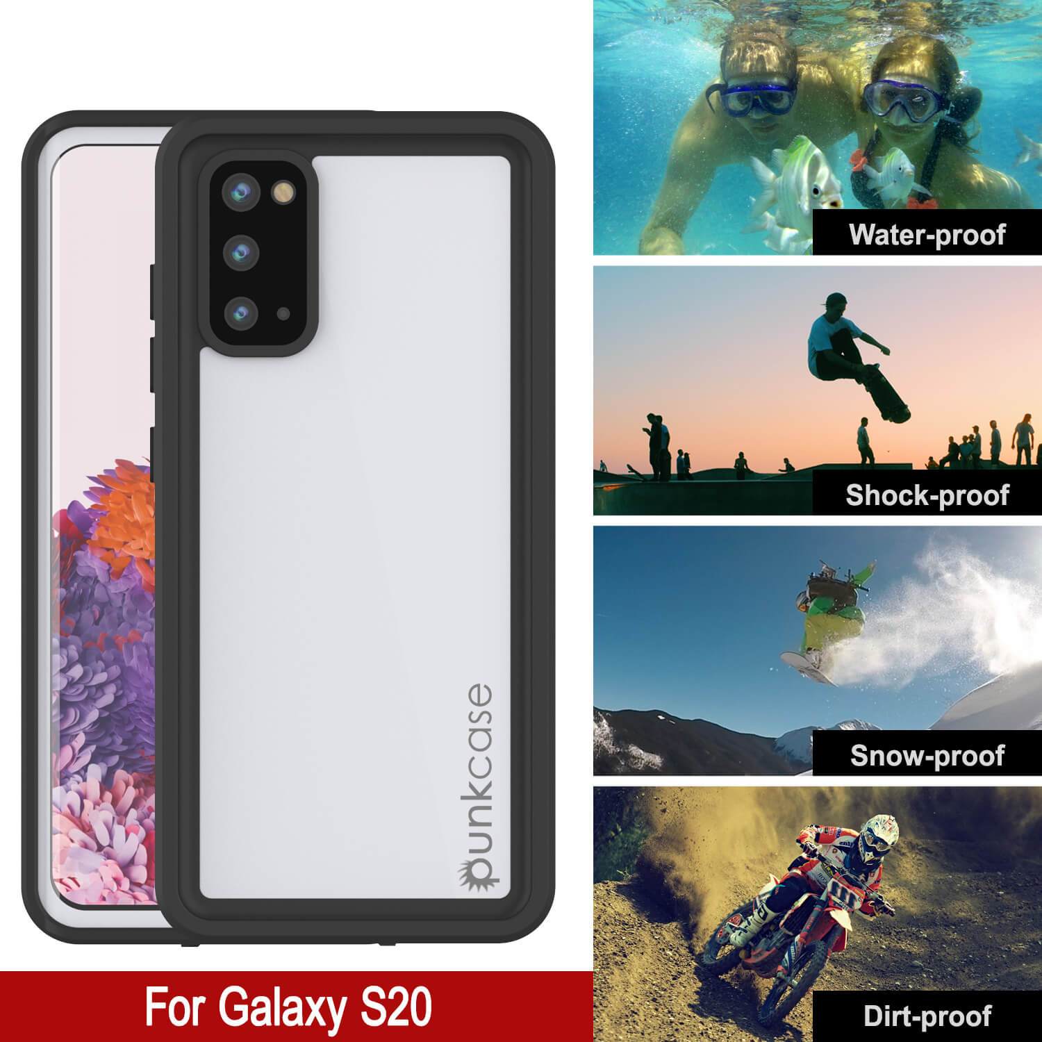 Galaxy S20 Waterproof Case, Punkcase StudStar White Thin 6.6ft Underwater IP68 Shock/Snow Proof (Color in image: light green)