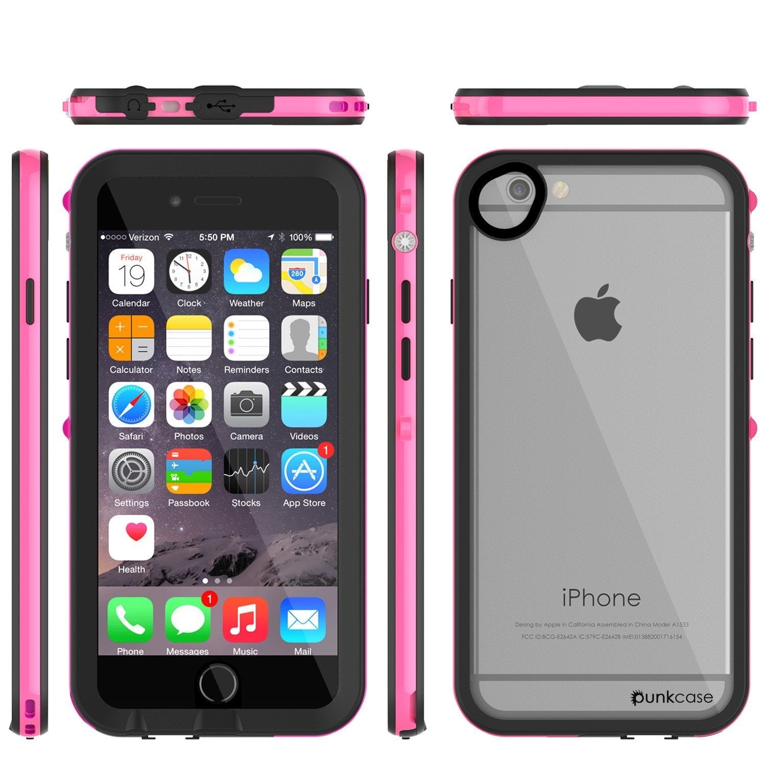 Apple iPhone 8 Waterproof Case, PUNKcase CRYSTAL 2.0 Pink W/ Attached Screen Protector  | Warranty (Color in image: Black)