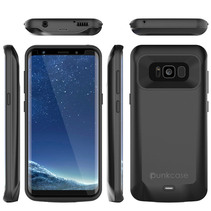 Galaxy S8 PLUS Battery Case, Punkcase 5500mAH Charger Case W/ Screen Protector | Integrated Kickstand & USB Port | IntelSwitch [Black]