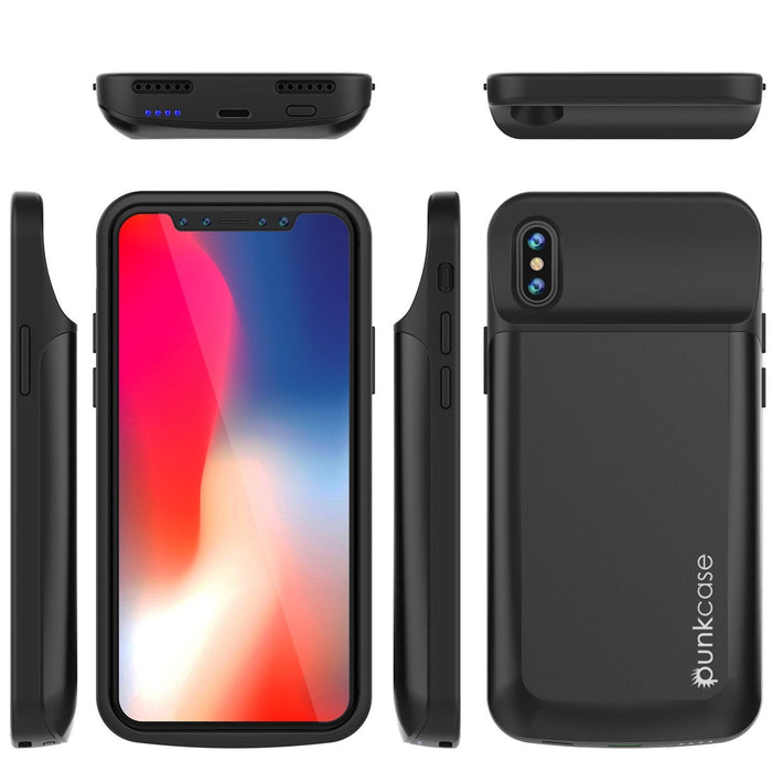 iphone XR Battery Case, PunkJuice 5000mAH Fast Charging Power Bank W/ Screen Protector | [Black] 