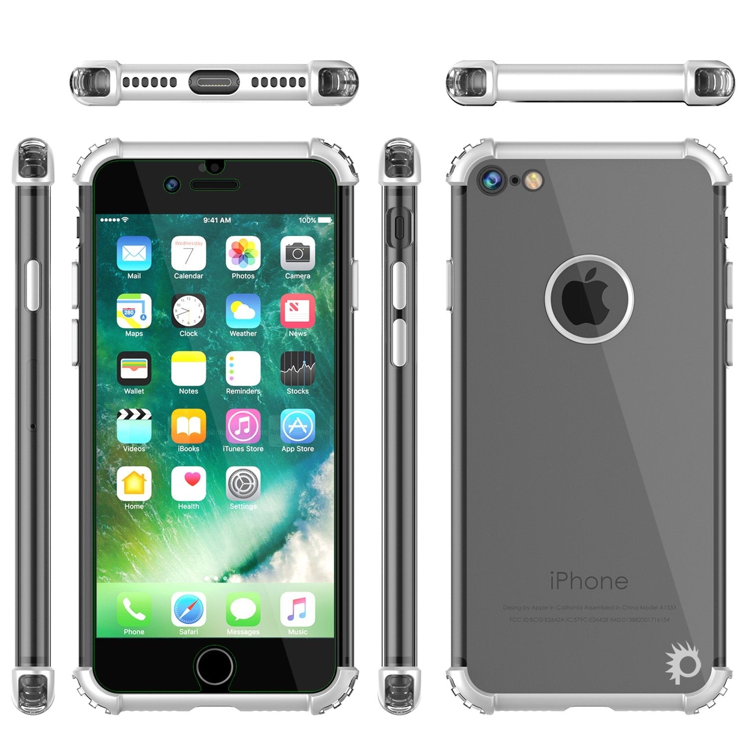 iPhone 8 Case, Punkcase [BLAZE SERIES] Protective Cover W/ PunkShield Screen Protector [Shockproof] [Slim Fit] for Apple iPhone [Silver] (Color in image: Black)