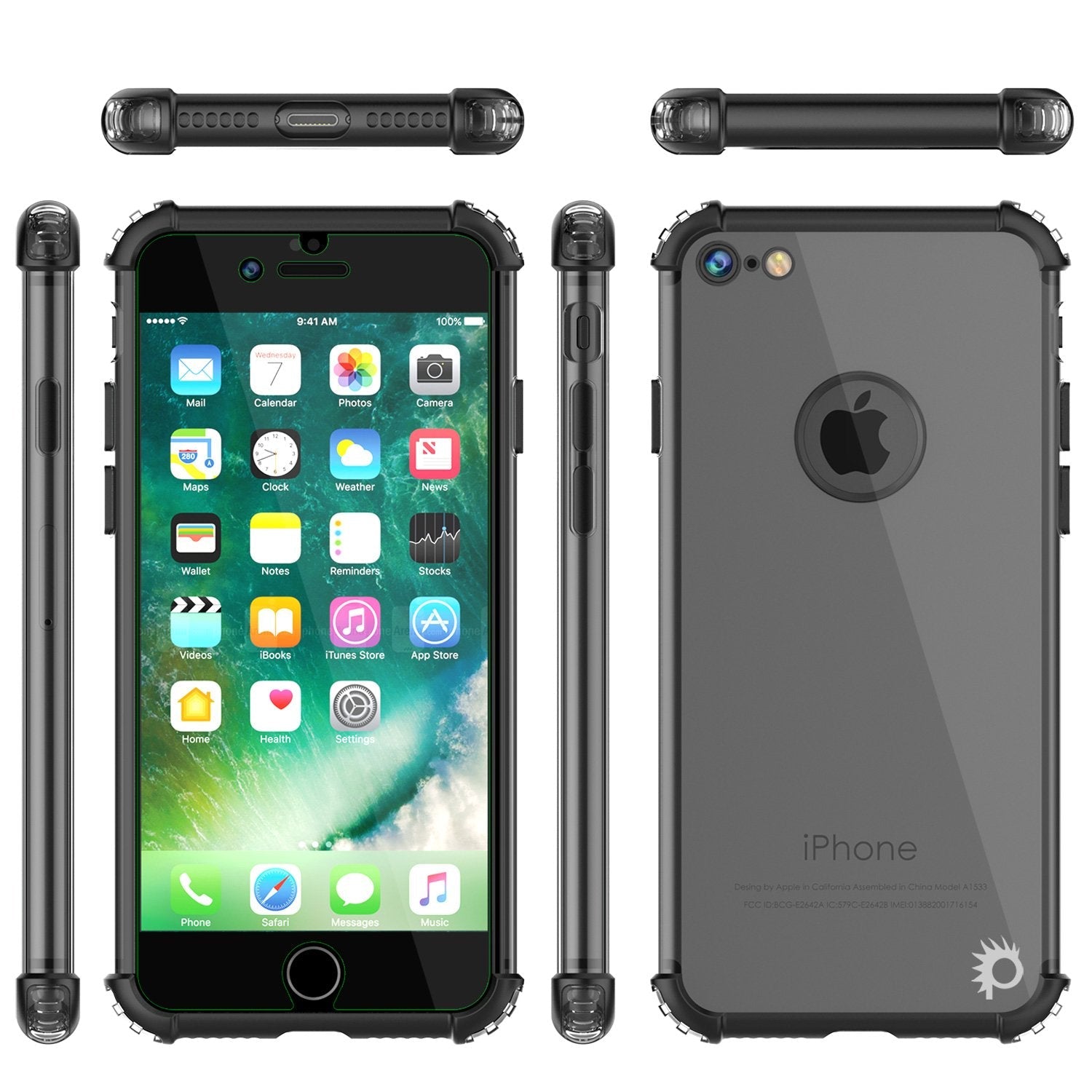 iPhone 8 Case, Punkcase [BLAZE SERIES] Protective Cover W/ PunkShield Screen Protector [Shockproof] [Slim Fit] for Apple iPhone [Black] (Color in image: Silver)