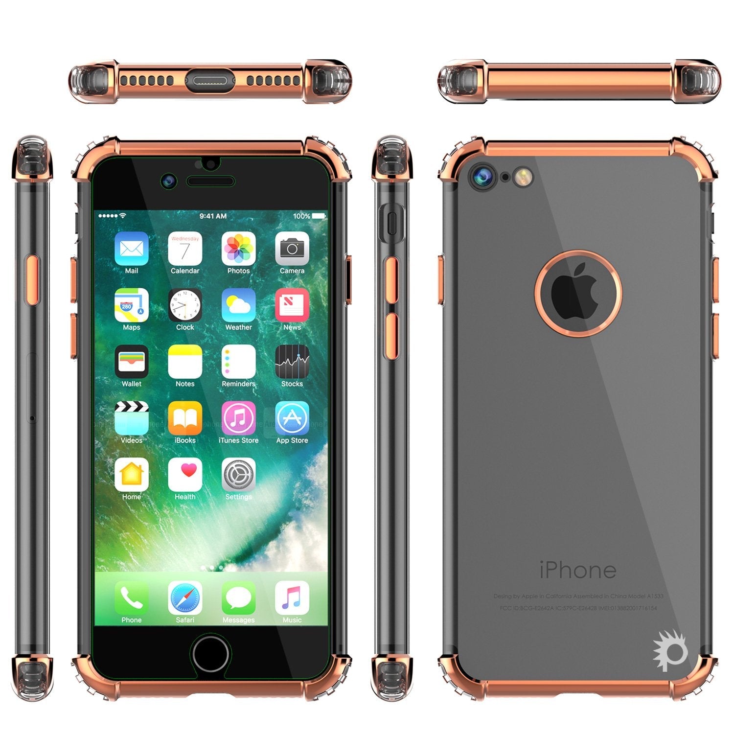 iPhone 7 Case, Punkcase [BLAZE SERIES] Protective Cover W/ PunkShield Screen Protector [Shockproof] [Slim Fit] for Apple iPhone [RoseGold] (Color in image: Black)