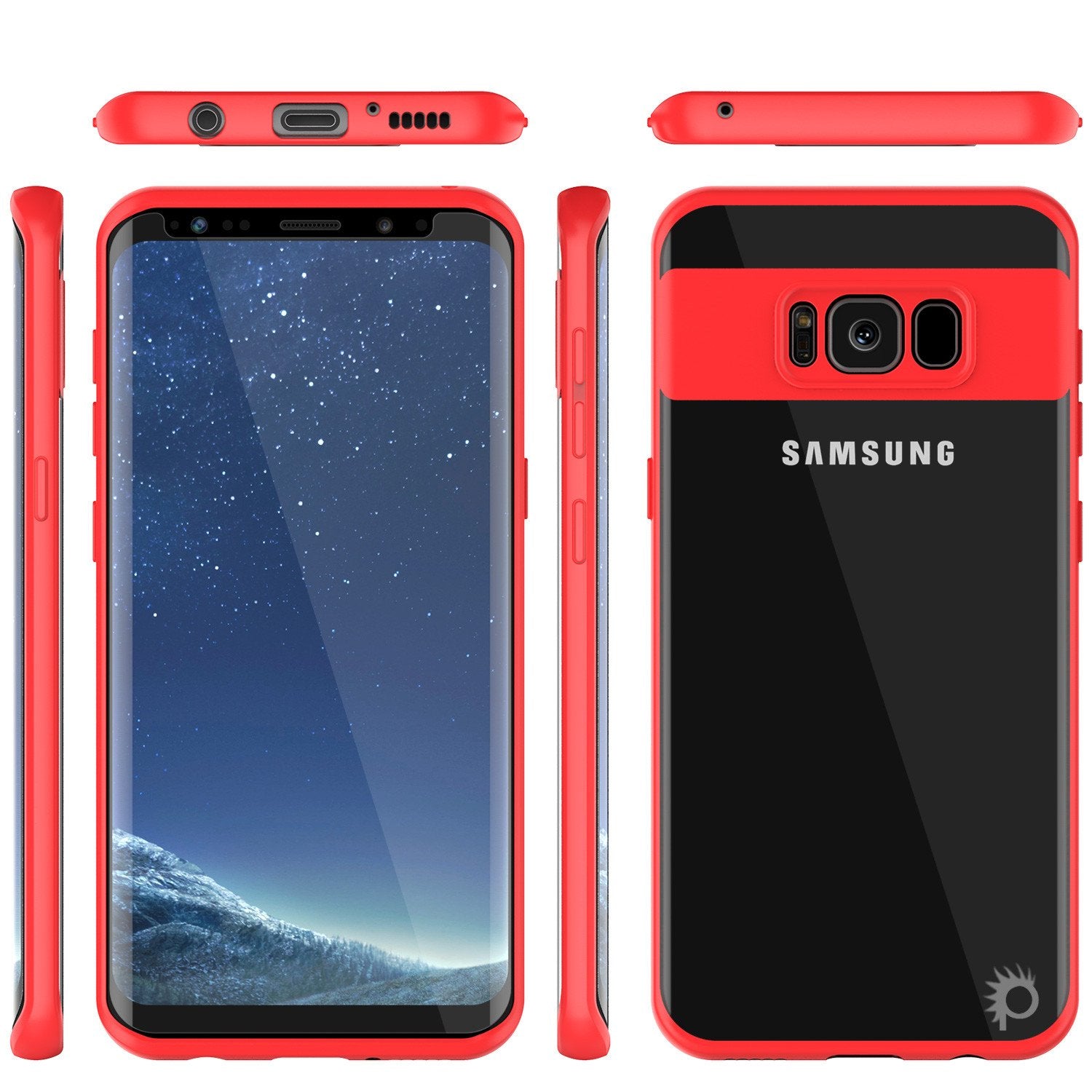 Galaxy S8 Case, Punkcase [MASK Series] [RED] Full Body Hybrid Dual Layer TPU Cover W/ Protective PUNKSHIELD Screen Protector