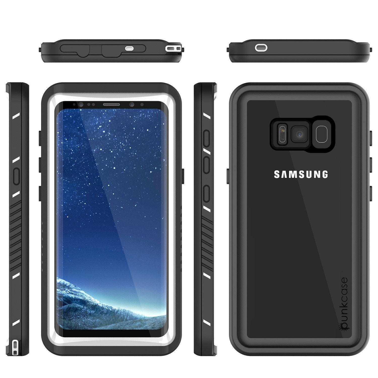 Galaxy S8 Waterproof Case, Punkcase [Extreme Series] [Slim Fit] [IP68 Certified] [Shockproof] [Snowproof] [Dirproof] Armor Cover [White] (Color in image: Black)