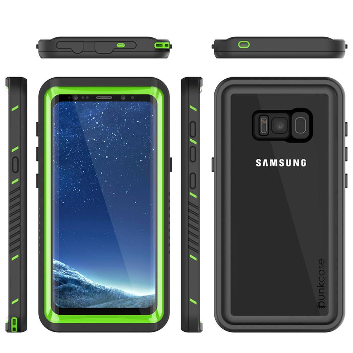 Galaxy S8 Waterproof Case, Punkcase [Extreme Series] [Slim Fit] [IP68 Certified] [Shockproof] [Snowproof] [Dirproof] Armor Cover W/ Built In Screen Protector for Samsung Galaxy S8 [Green] (Color in image: Black)