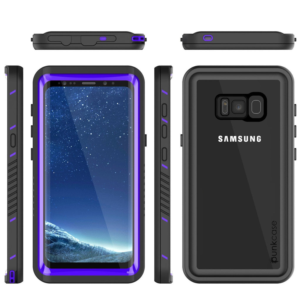 Galaxy S8 Waterproof Case, Punkcase [Extreme Series] [Slim Fit] [IP68 Certified] [Shockproof] [Snowproof] [Dirproof] Armor Cover W/ Built In Screen Protector for Samsung Galaxy S8 [Purple] (Color in image: Light Blue)