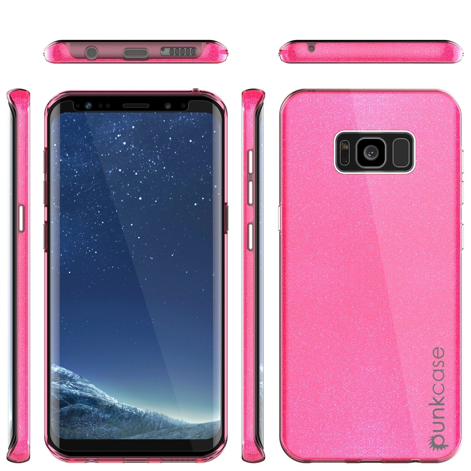 Galaxy S8 Plus Case, Punkcase Galactic 2.0 Series Ultra Slim Protective Armor TPU Cover [Pink] (Color in image: black/grey)