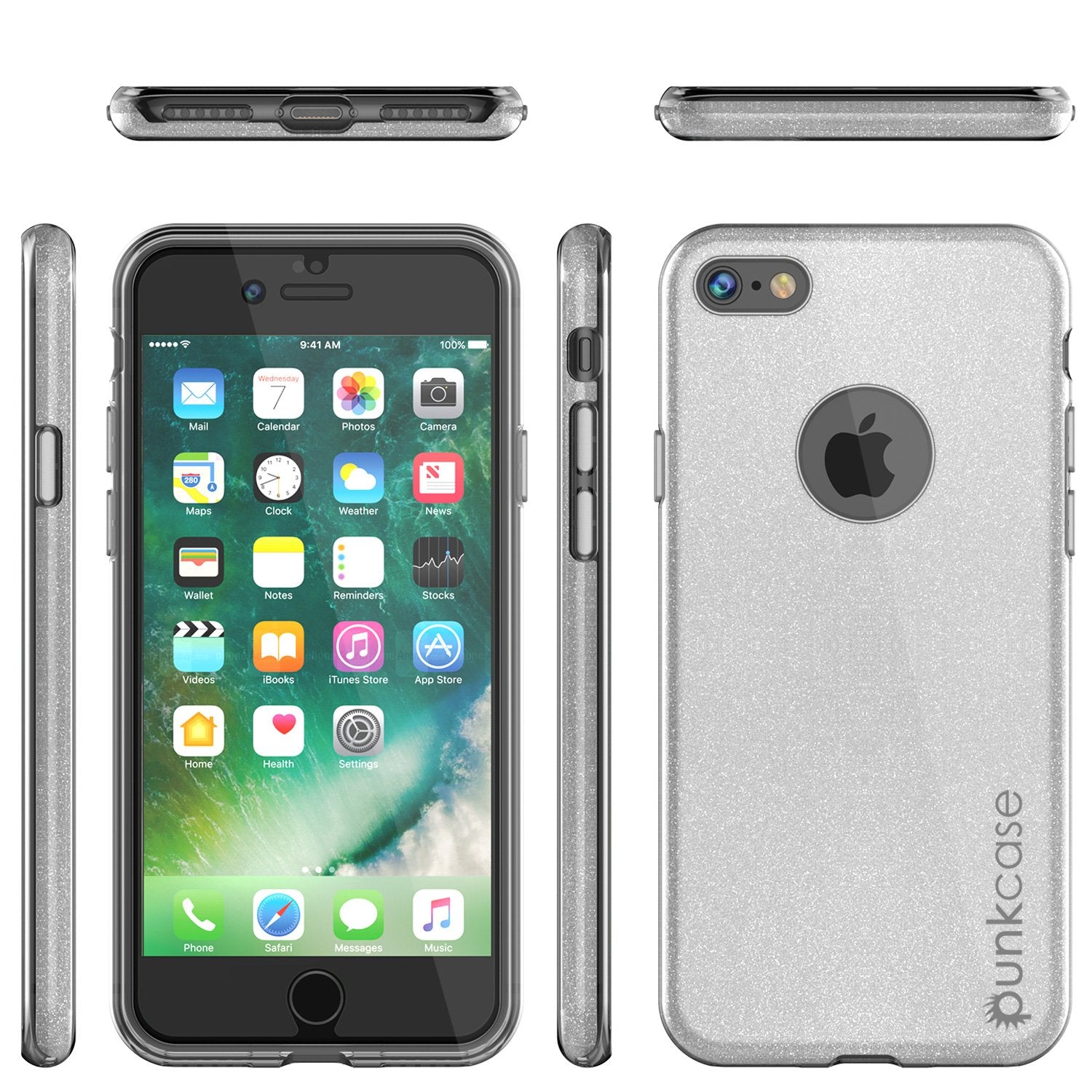 iPhone 8 Case, Punkcase Galactic 2.0 Series Ultra Slim Protective Armor TPU Cover [Silver] (Color in image: black/grey)