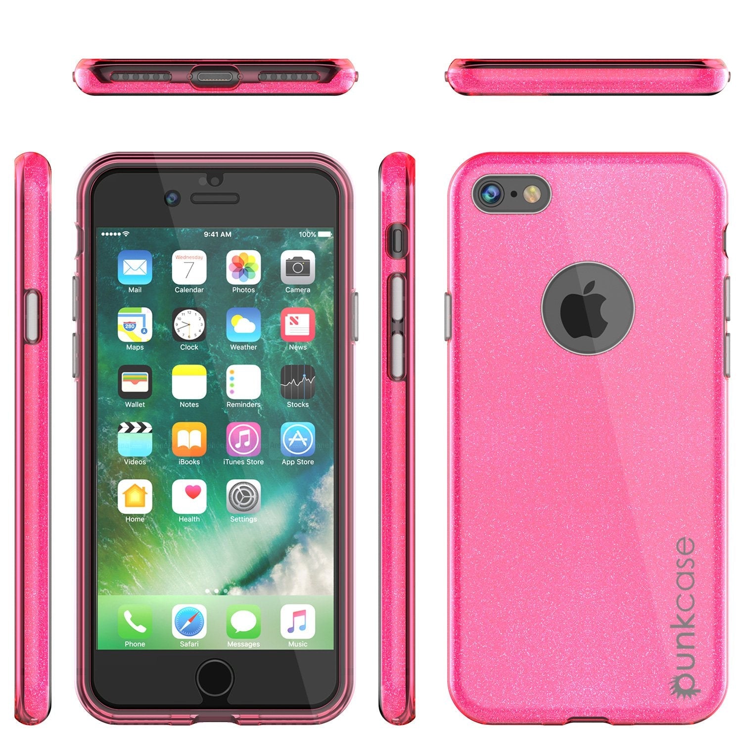 iPhone 8 Case, Punkcase Galactic 2.0 Series Ultra Slim Protective Armor TPU Cover [Pink] (Color in image: black/grey)