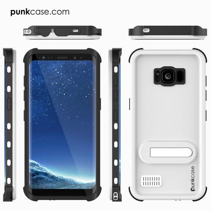 Galaxy S8 Plus Waterproof Case, Punkcase KickStud White Series [Slim Fit] [IP68 Certified] [Shockproof] [Snowproof] Armor Cover. (Color in image: Black)