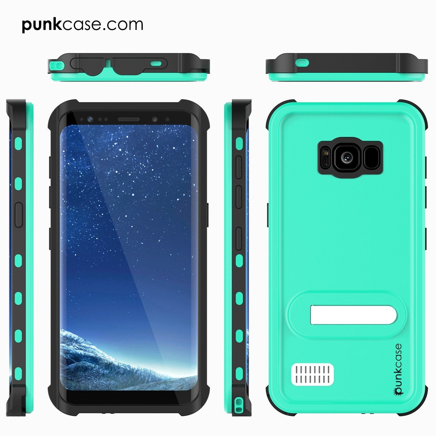 Protector [PURPLE]Galaxy S8 Waterproof Case, Punkcase [KickStud Series] [Slim Fit] [IP68 Certified] [Shockproof] [Snowproof] Armor Cover [Teal] (Color in image: Light Green)