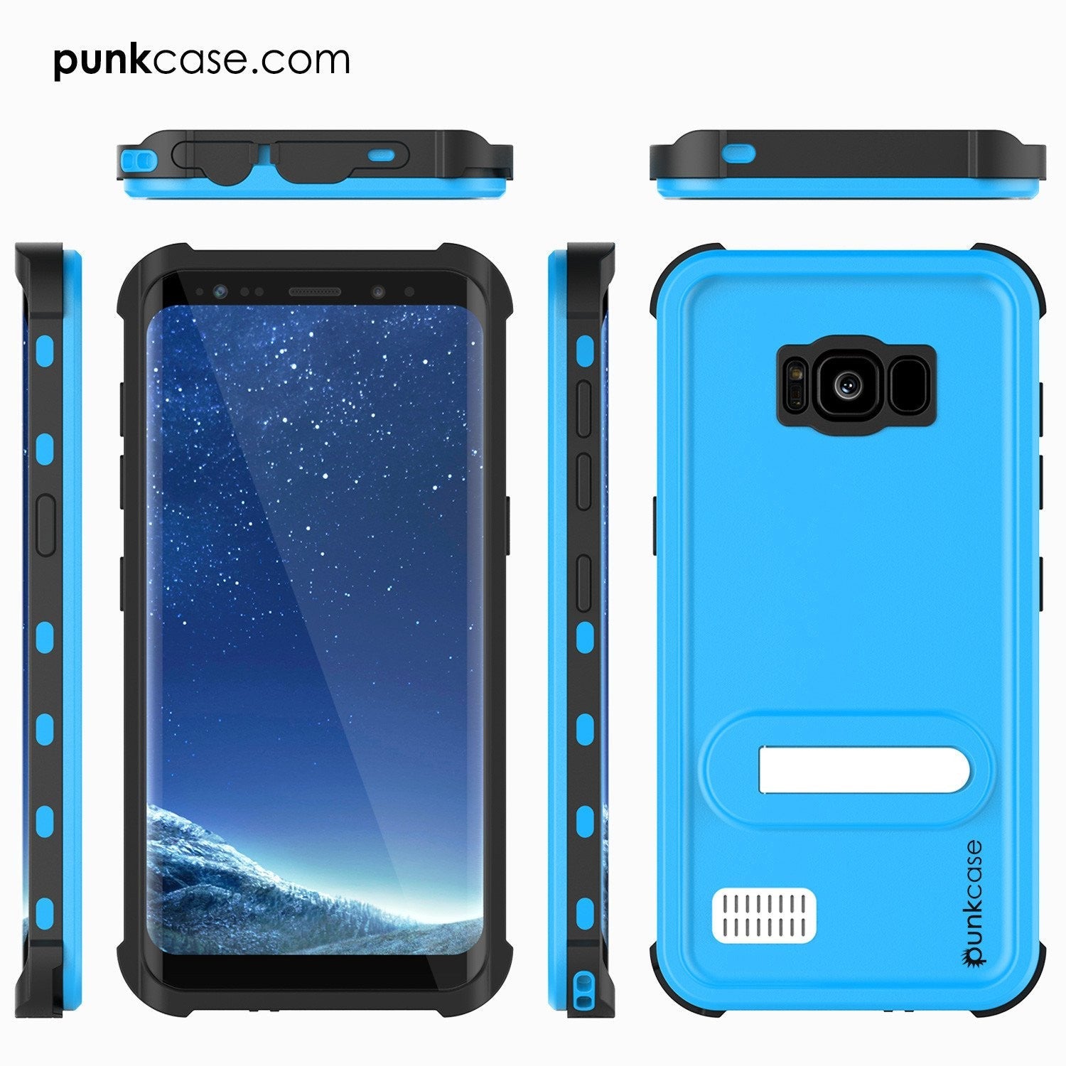 Protector [PURPLE]Galaxy S8 Waterproof Case, Punkcase [KickStud Series] [Slim Fit] [IP68 Certified] [Shockproof] [Snowproof] Armor Cover [Light Blue] (Color in image: Red)