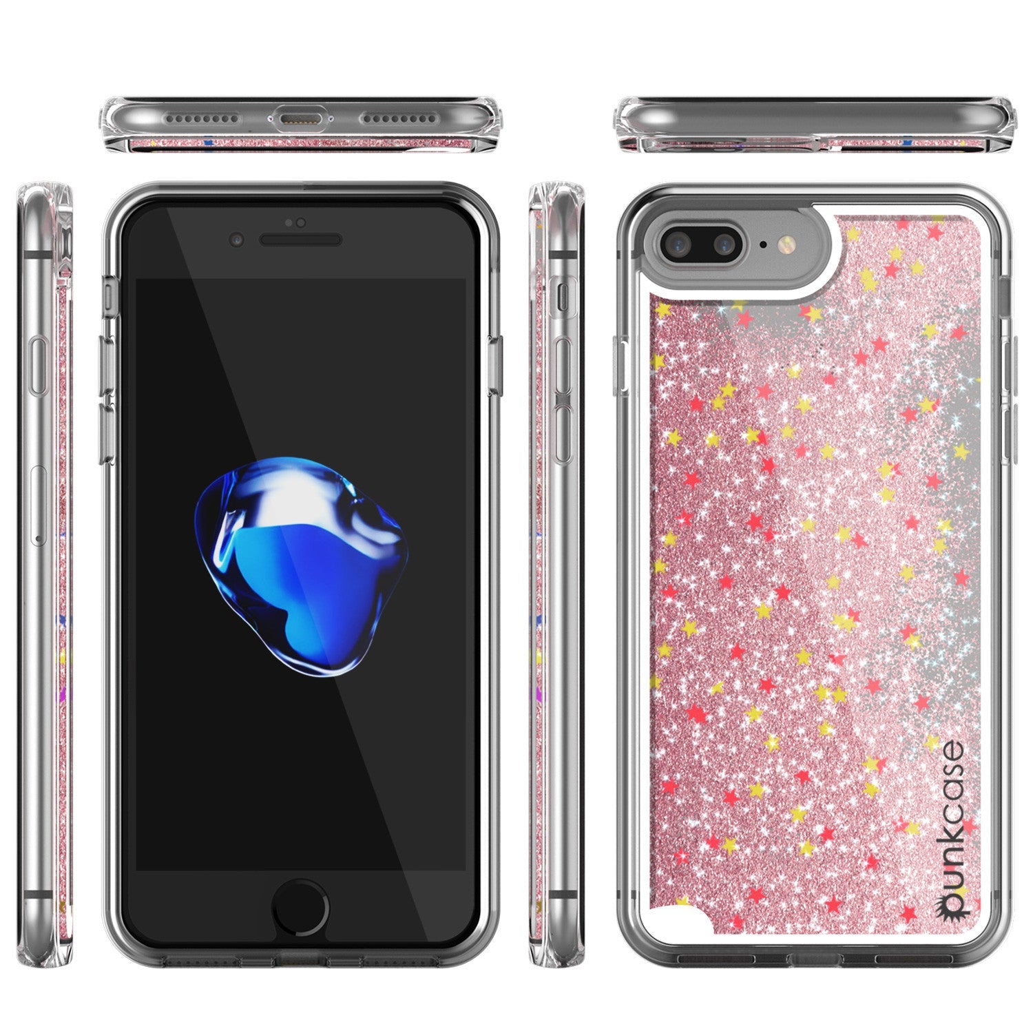 iPhone 7 Plus Case, PunkCase LIQUID Rose Series, Protective Dual Layer Floating Glitter Cover (Color in image: green)