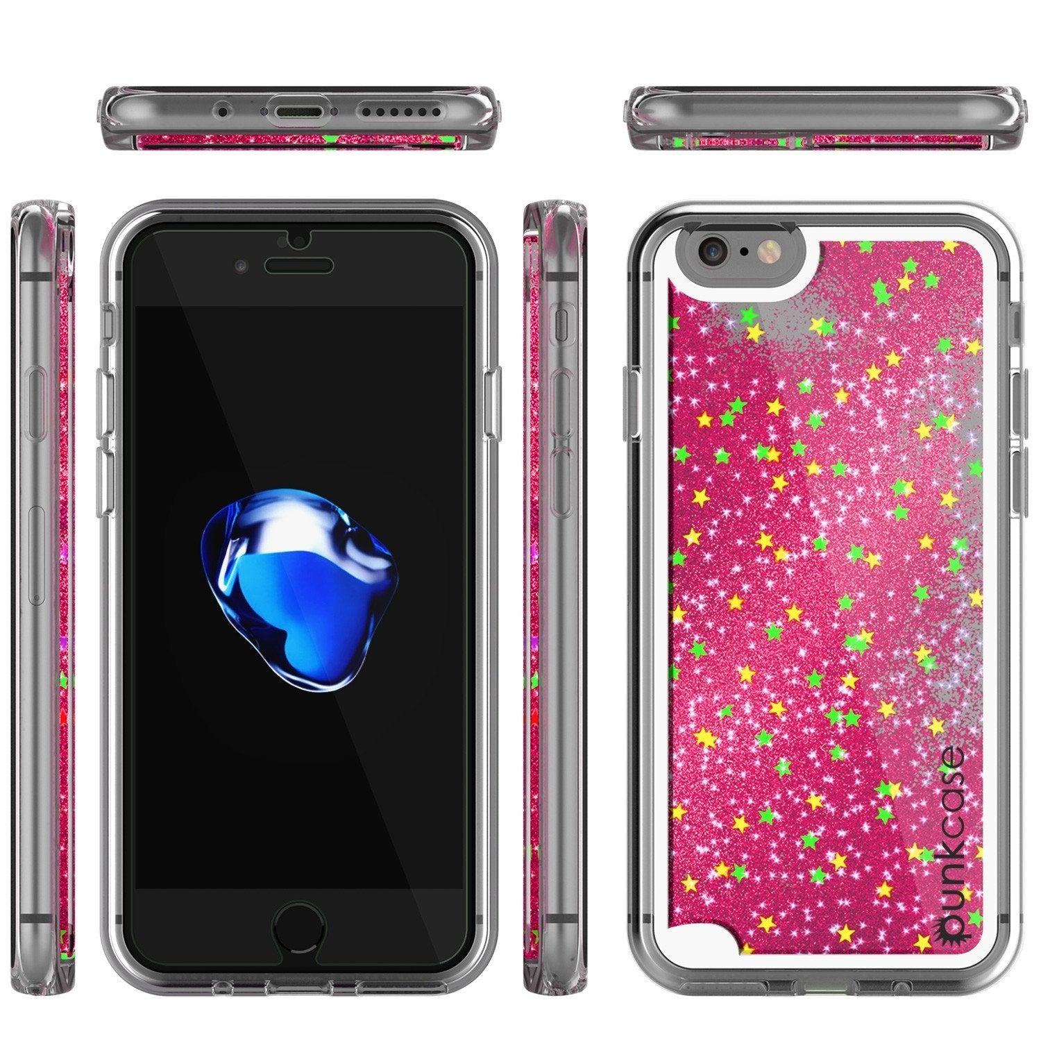 iPhone 8 Case, PunkCase LIQUID Pink Series, Protective Dual Layer Floating Glitter Cover (Color in image: silver)