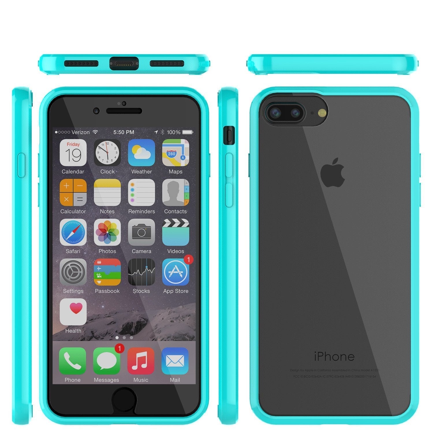 iPhone 8+ Plus Case Punkcase® LUCID 2.0 Teal Series w/ PUNK SHIELD Screen Protector | Ultra Fit (Color in image: white)