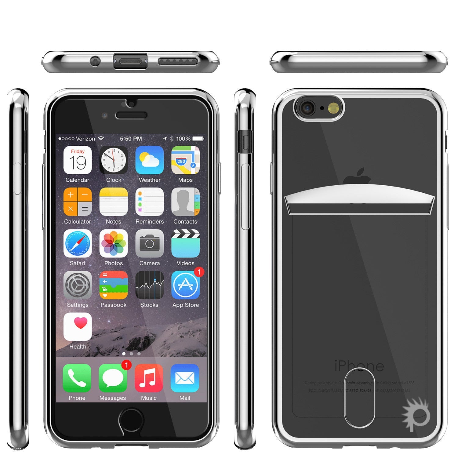 iPhone 7+ Plus Case, PUNKCASE® LUCID Silver Series | Card Slot | SHIELD Screen Protector | Ultra fit (Color in image: Balck)