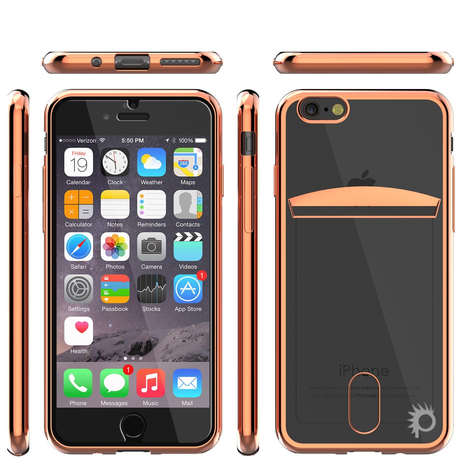 iPhone 7 Case, PUNKCASE® LUCID Rose Gold Series | Card Slot | SHIELD Screen Protector | Ultra fit (Color in image: Balck)