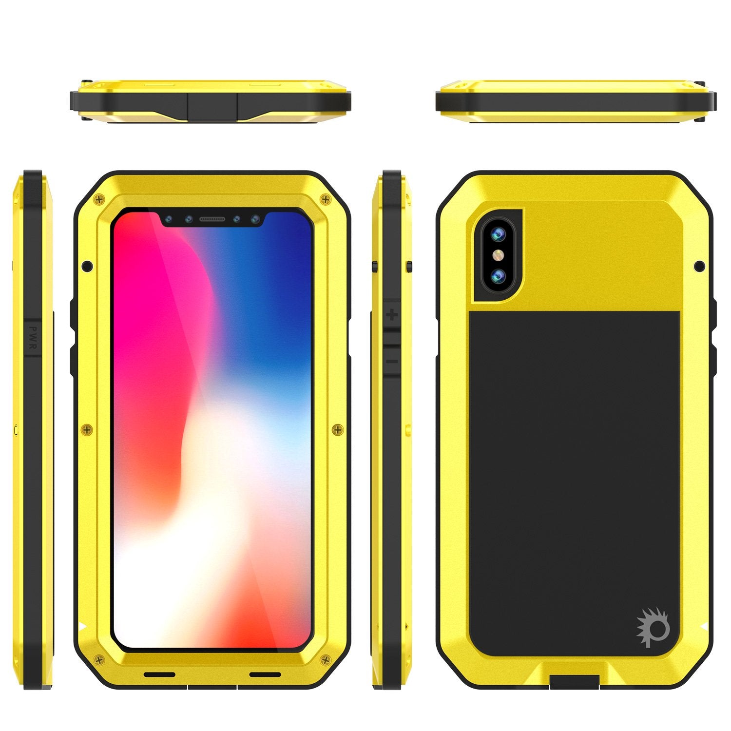 iPhone X Metal Case, Heavy Duty Military Grade Rugged Armor Cover [shock proof] Hybrid Full Body Hard Aluminum & TPU Design (Color in image: Black)