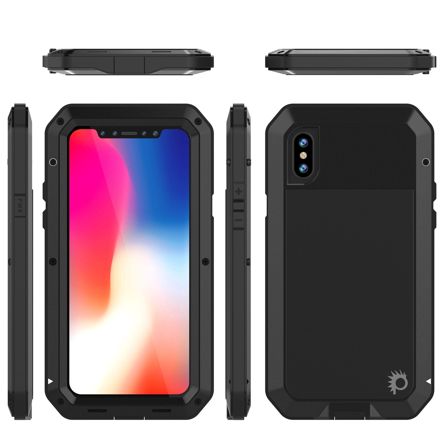 iPhone X Metal Case, Heavy Duty Military Grade Rugged Black Armor Cover [shock proof] Hybrid Full Body Hard Aluminum & TPU Design (Color in image: Gold)