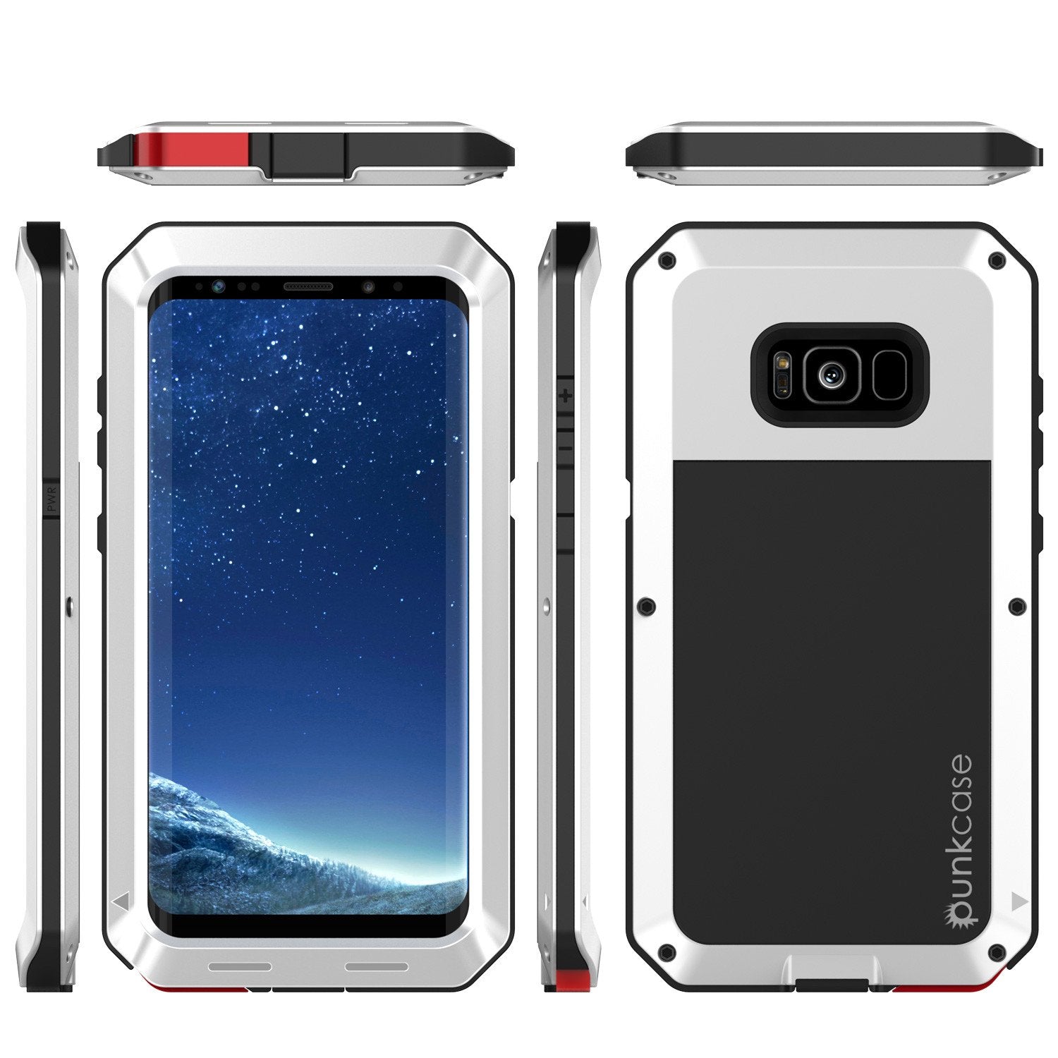 Galaxy S8  Case, PUNKcase Metallic White Shockproof  Slim Metal Armor Case