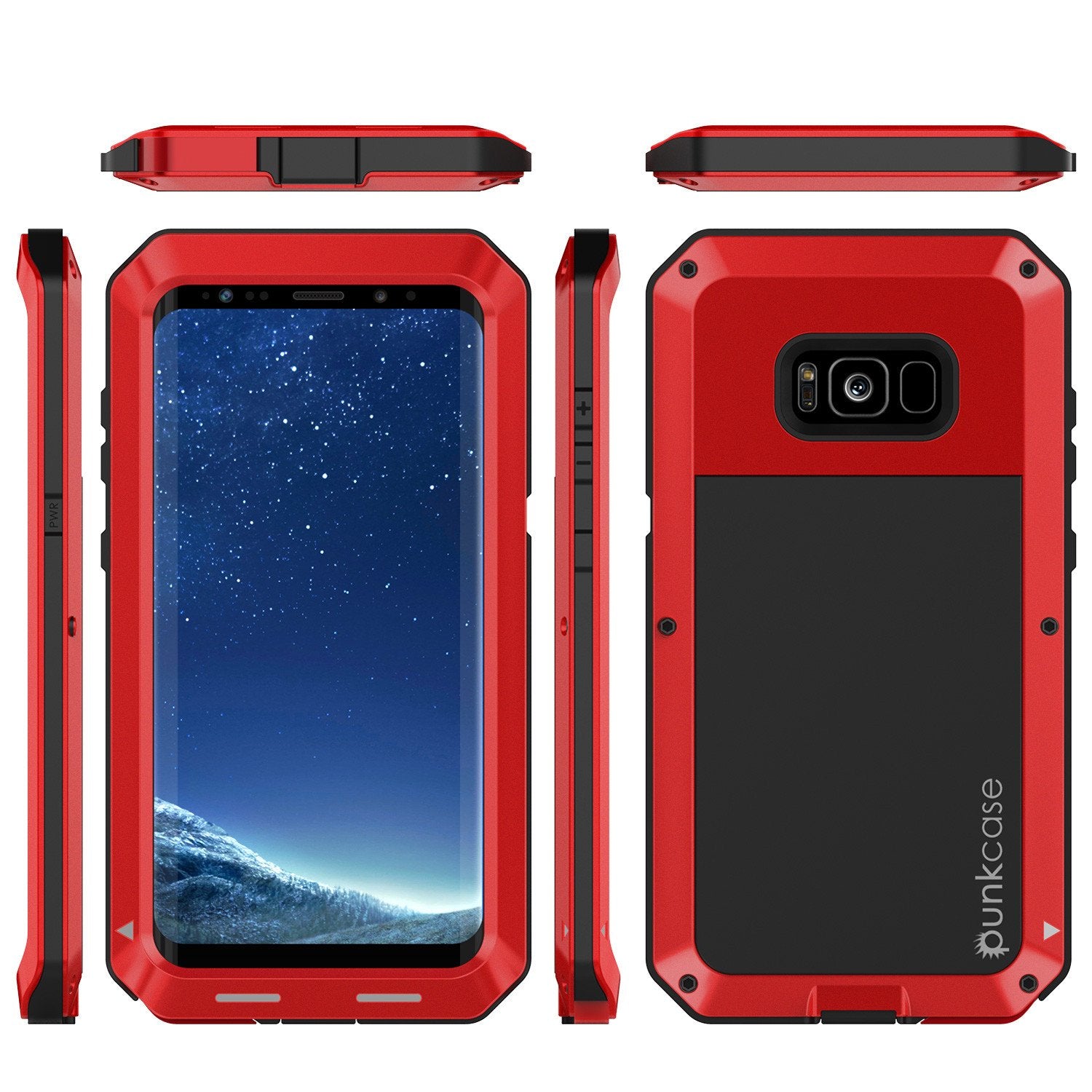 Galaxy S8  Case, PUNKcase Metallic Red Shockproof  Slim Metal Armor Case