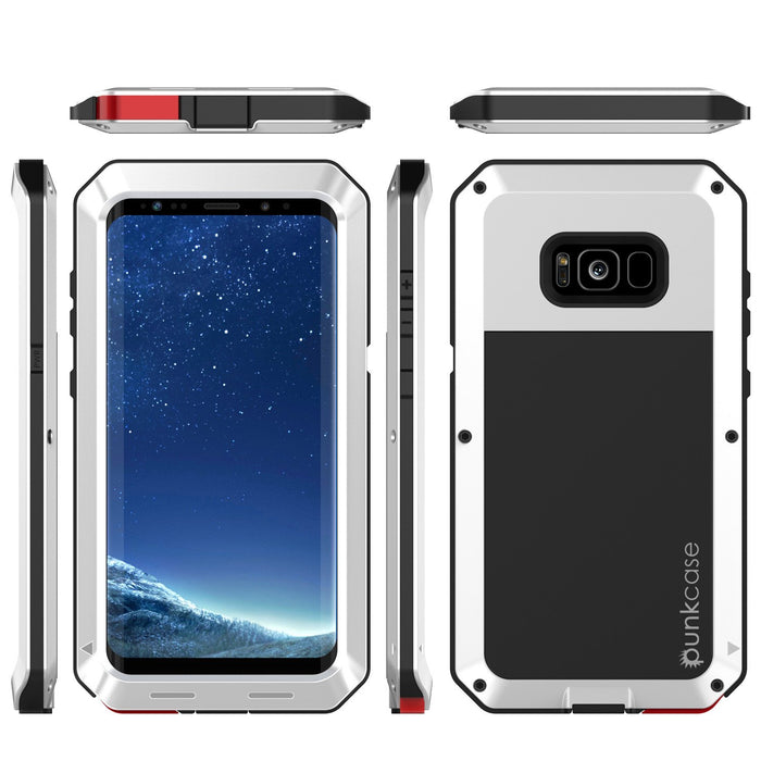 Galaxy S8+ Plus  Case, PUNKcase Metallic White Shockproof  Slim Metal Armor Case [White]