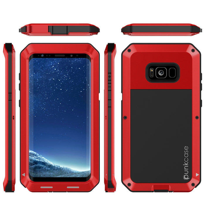 Galaxy Note 8  Case, PUNKcase Metallic Red Shockproof  Slim Metal Armor Case [Red]